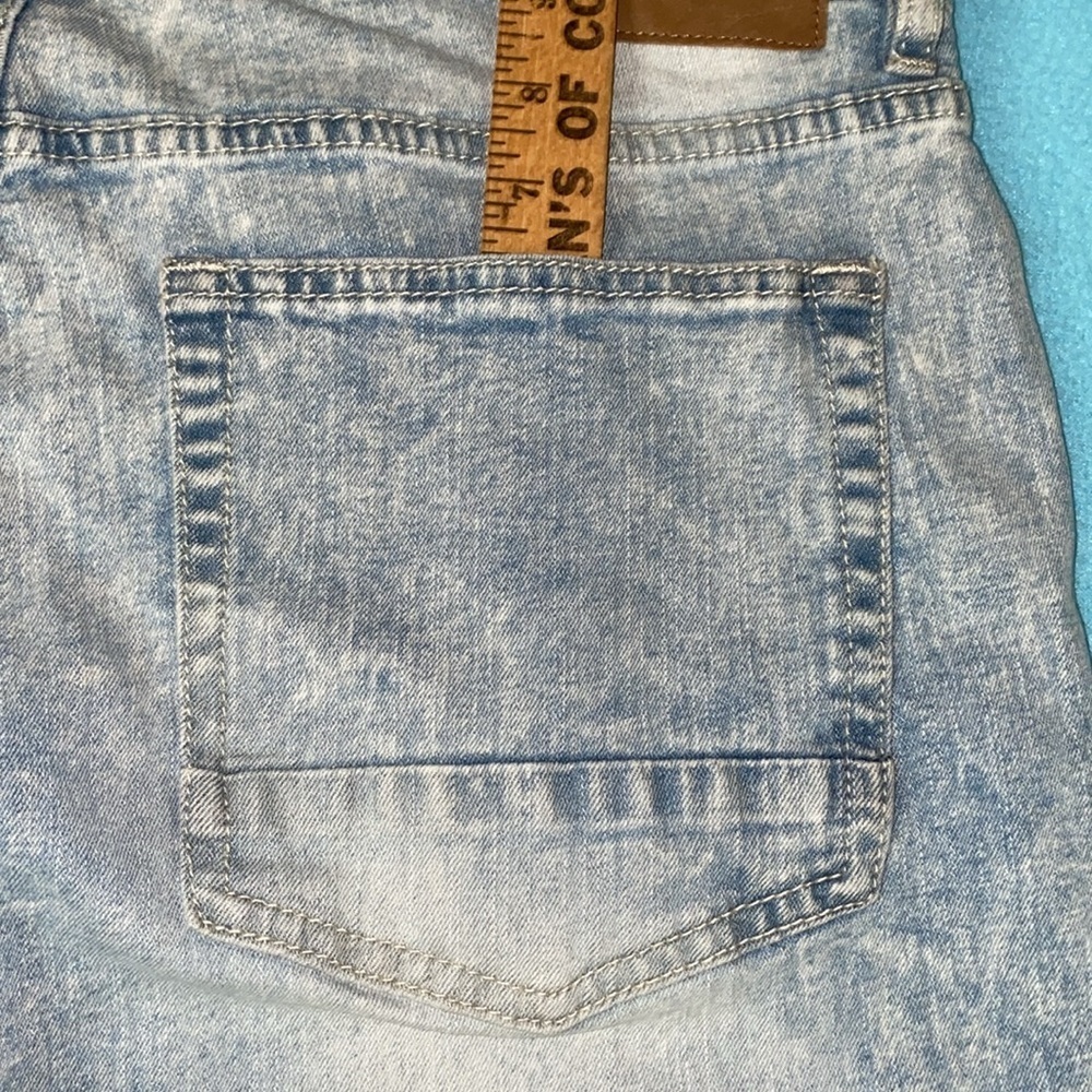 M B X denim slim fit distressed jeans zipper fly 5 pockets stretchy size 36 X 30 - Picture 15 of 15